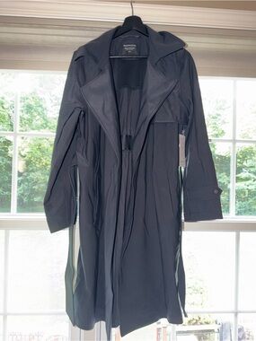 Athleta Black Long Trench Coat